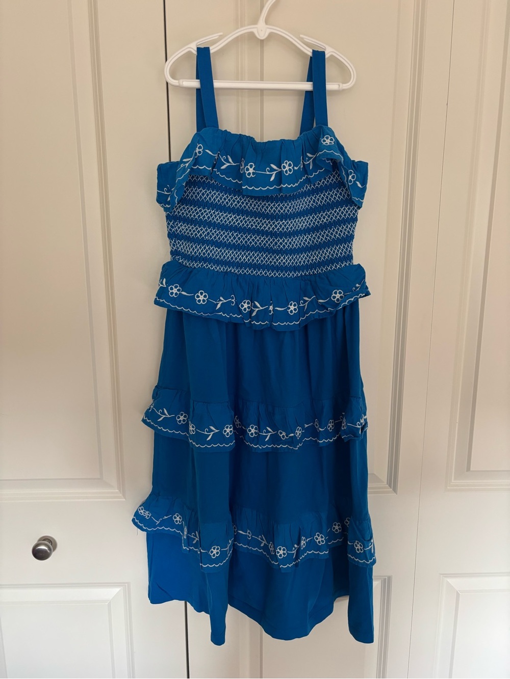 Mini boden blue white Jersey Embroidered Midi Dress 11/12. NWT.